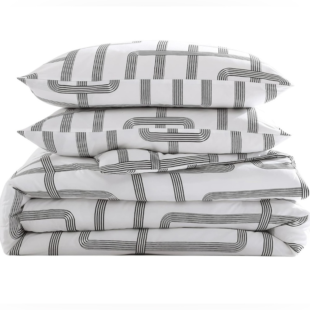 City Scene Mainline White Duvet Cover & Sham Bedding Set King - Picture 3 of 11